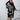 Plus Size Abstract Print Midi Dress with Long Sleeves and Tie Waist, suitable for party attire, featuring a knee-length design.