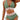 Plus size green crochet halter bikini set with high-waisted bottoms, designed for a 3XL size, showing the front view of the swimwear on a model.