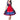 Red and blue dirndl dress in the style of traditional Bavarian folk costume, featuring a fitted bodice, short puffed sleeves, and a flared skirt, typically worn for Oktoberfest celebrations.