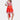 Red dirndl dress featuring a lace-up corset, white sleeves, and a collar, styled as a Bavarian Oktoberfest outfit in size XL.