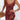 A woman wearing a sleeveless red floral ruffle dress designed for cocktail events, showcasing a one-piece garment with her arms and legs visible.