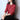 Red geometric print three-quarter sleeve blouse featuring a blend of black and white designs, suitable for autumn fashion.