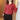 Red geometric print blouse with three-quarter sleeves, featuring a tartan-like pattern and designed for autumn fashion. The blouse is in size 4XL, highlighting a comfortable fit at the shoulder and neck area.