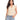 Woman wearing a ruffled sleeve yellow V-neck blouse, suitable for summer, in apricot color and XL size.