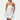 Strapless white satin cocktail dress with a lace overlay and large bow, worn by a person.