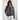 Striped blue and white knit cardigan with black accents, featuring a casual chic button-up design. The sweater is styled with long sleeves and a collar, suitable for outerwear.