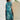 Plus size casual beachwear maxi kaftan dress with turquoise and black stripes, featuring short sleeves and a relaxed fit, modeled by a woman with shoulder-length hair.