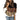 Striped women’s crewneck pullover in khaki color, size 5XL, featuring long sleeves and a chic knit design suitable for fall and winter fashion. Model wearing jeans.