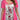 Plus size stylish grey tunic top with floral pleats, scoop neck, and short sleeves, shown in pink, size 7XL.