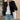 Stylish women's black quilted bomber jacket featuring gold button detail, highlighting the shoulder and waist areas with long sleeves and a comfortable fit.