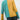 Unisex eco-friendly knit sweater made from handmade wool, featuring a two-tone design in green and blue, displayed on a mannequin showcasing the joint, arm, and shoulder areas.