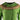 Two-tone green and brown asymmetrical ruffled sweater with a toggle design, featuring long sleeves and a unique collar, modeled with blue jeans.