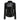 Women's black slim fit asymmetrical zip leather biker jacket with a stylish collar and long sleeves.