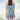 Women's blue floral off-shoulder summer mini dress with pink and azure floral patterns, featuring short sleeves and a fitted waist.