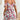Women's blue and white floral cold-shoulder summer dress displayed on a mannequin, featuring an elegant sheath design with exposed shoulders and a floral pattern.