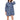 A woman wearing a stylish knee-length button-front denim shirt dress, accessorized with sunglasses and white shoes. The dress features long sleeves and a classic collar, enhancing the chic look.