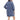 Women's chic knee-length button-front denim shirt dress featuring a collar, sleeves, and a defined waist, displayed against an azure background.