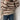 Women's cream and burgundy striped puff sleeve sweater, featuring an autumn knitwear design.