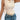Women's cream ribbed cropped knit top featuring a chic design with a high neckline, short sleeves, and fitted waist, perfect for casual summer fashion.