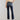 Women's high-waist dark wash flared stretch jeans displayed against a neutral background, showcasing the waist and thigh areas.