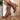 Women's brown lace-up leather ankle boots featuring a 7.5cm heel, showcasing fashionable and elegant design with attention to detail.