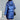 Women's metallic blue hooded puffer jacket, insulated and lightweight, featuring long sleeves, a fitted waist, and a high collar.