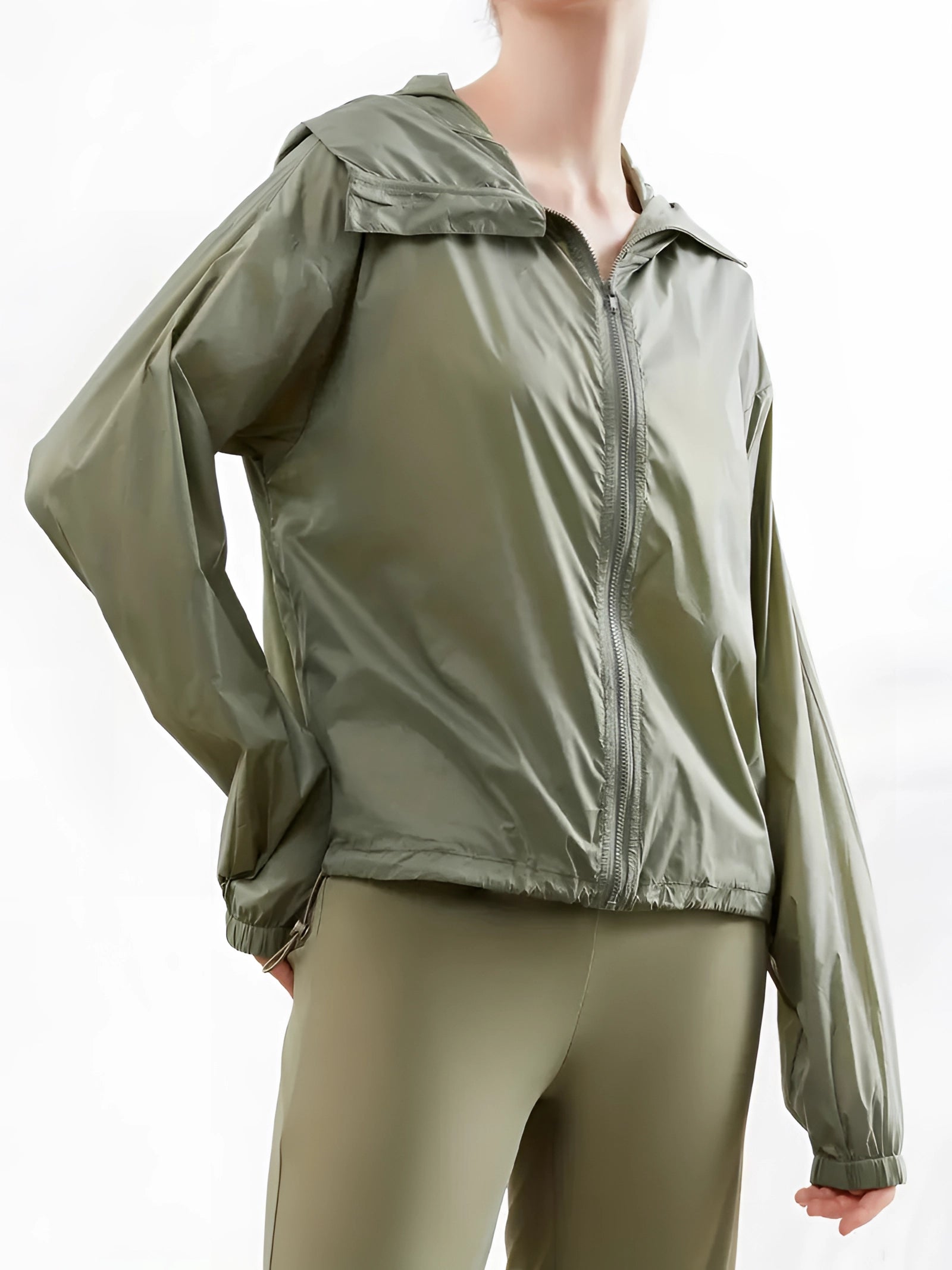 Olive green windbreaker womens deals