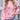 Women's pink floral crewneck sweater with long sleeves displayed on a mannequin, featuring a trendy autumn knitwear design.