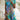 Women's short sleeve summer dress with a vibrant floral print, featuring a fitted waist and an azure color palette.