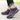Women's waterproof insulated hiking boots in a stylish design featuring a mix of purple, black, grey, and violet colors with an anti-slip sole suitable for outdoor activities.