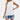 Women's white pleated high neck blouse paired with distressed denim shorts, showcasing a stylish and casual outfit.