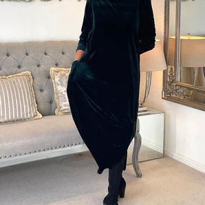 Avencea - Elegant Dress - Velvet with Pockets - Everyday Suitable