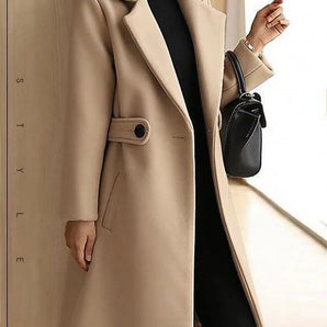 Avencea - Slim Winter Wool Coat with Belt