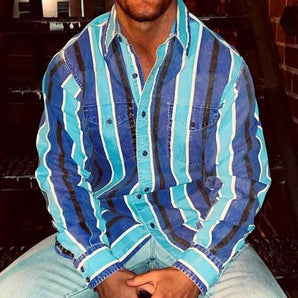Avencea - Retro Striped Men's Polo Shirt