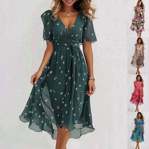 Avencea | Elegant Short-Sleeved Dress