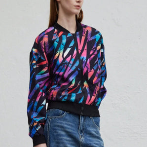 Avencea | Autumn Winter Casual Bomber Jacket with Graphic Print