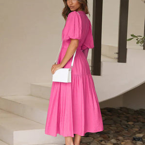 Avencea - Dress with V-Neck and Elastic Waist