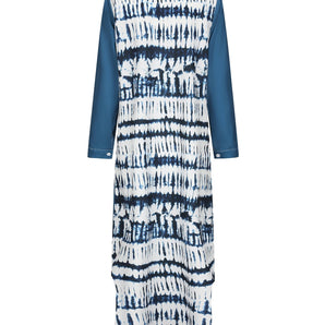 Avencea | Blue Dress with Collar and Long Sleeves