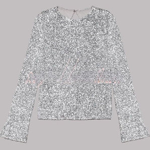 Avencea | Sequin Top with Extra Long Sleeves and Slits