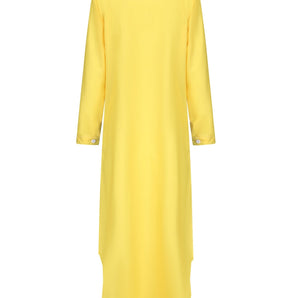 Avencea | Dress in Yellow with Face Print and Collar