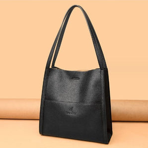 Avencea - Solid Color Simple PU Leather Shoulder Bag with Large Capacity for Daily Use