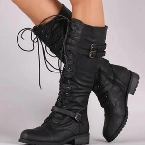 Avencea - Retro-Laced Boots with Buckle