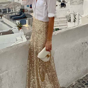 Avencea – Maxi Skirt with Elastic Waist and Sequins
