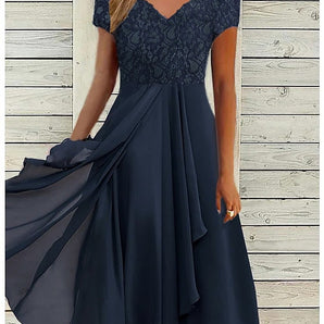Avencea | Spaghetti Dress with V-Neck and Short Sleeves