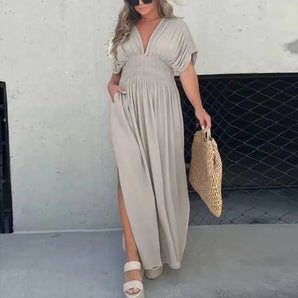 Avencea Maxi Dress with V-Neck in High Design and Elegant Draping