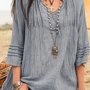 Avencea | V-Neck Linen Blouse