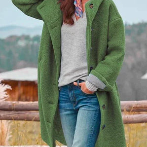 Avencea - Stylish Warm Windbreaker Solid Color Peacoat with Pockets Solid Color Jacket