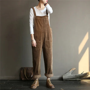 Avencea - Women's Elegant Retro Corduroy Overall in Flair Style - Perfect for Spring, Summer, and Autumn