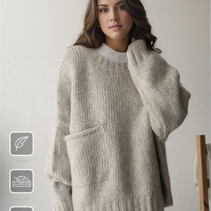 Avencea - Oversized Pullover with Ivory Front Pocket for Comfort and Style