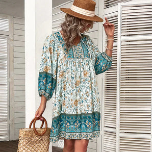 Avencea - Short Dress - Boho - Unique Print - Perfect for Spring / Summer